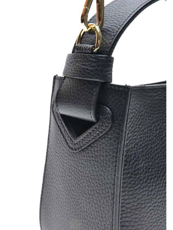 Carla ferreri black leather shoulder online bag